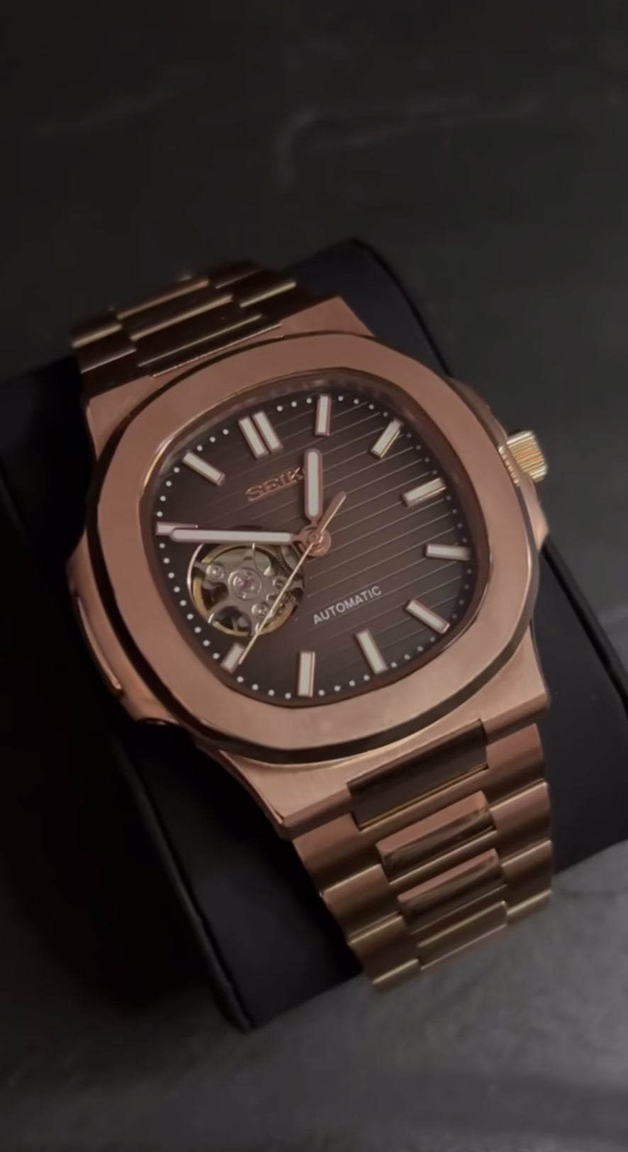 Seiko Mods Nautilus Marron